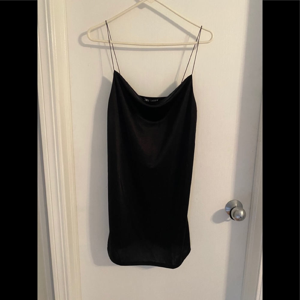 ZARA mini silk black dress